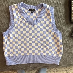 Art Class Blue and White Checkered Sweater Vest